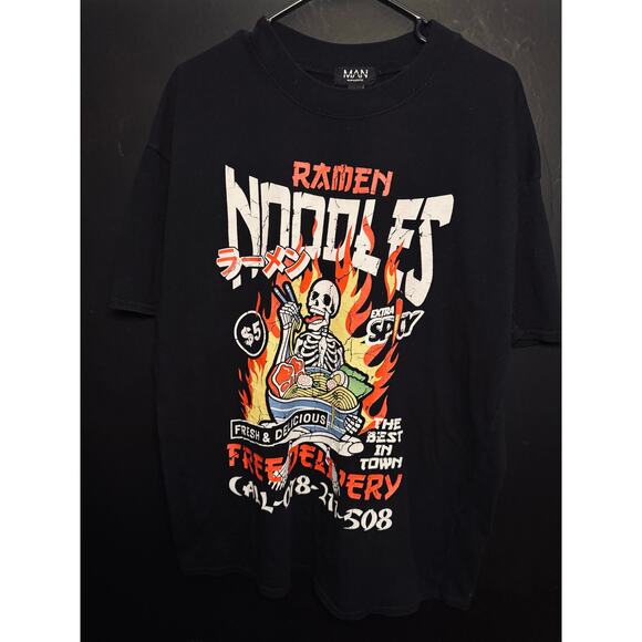 BoohooMan "Spicy Ramen Noodles" Oversized T-Shirt - Picture 1 of 3